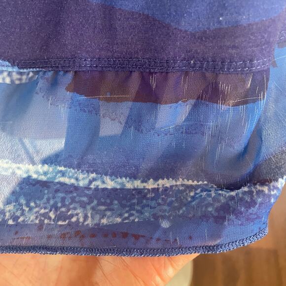 Ali Miles Bright Bold Color Abstract Knit/Chiffon Top LARGE Artsy Casual Comfy - Picture 8 of 10